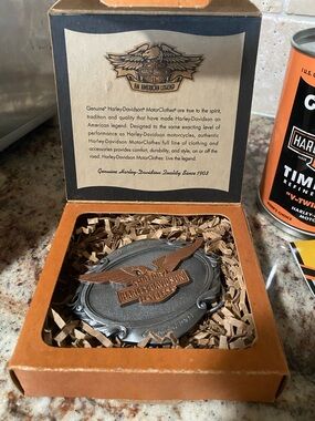 Harley-Davidson Silver & Brown Winged Logo Belt Buckle